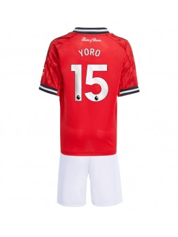Manchester United Leny Yoro #15 Replika Hemmakläder Barn 2025-26 Kortärmad (+ byxor)
